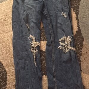 Old Navy High Rise Distressed Dark Blue Jeans